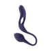 Purple dual-ended flexible silicone toy with vibrating plug and ring, USB rechargeable and waterproof design.