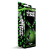 Stoner Vibes Chronic Collection glow-in-the-dark hogtie packaging with cannabis leaf design and black metal clips.