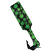 Glow-in-the-dark paddle with green cannabis leaf pattern and black wrist strap from the Stoner Vibe Chronic Collection.