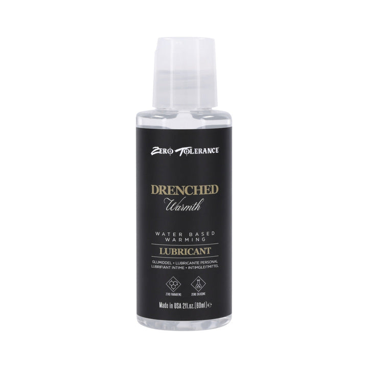 Bottle of Zero Tolerance DRENCHED Warmth water-based warming lubricant 2 fl oz with black label