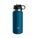Blue discreet water bottle stroker with black flip-top lid and finger ring handle detail.