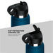 Blue discreet stroker bottle with black flip-top suction control lid and finger ring handle detail.