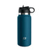 Blue discreet water bottle stroker with black flip-top lid and finger ring handle.