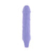 Purple silicone rechargeable vibrator with realistic texture and ergonomic handle on white background.