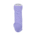 Purple silicone rechargeable vibrator with textured shaft and chrome-finished ring handle on white background.
