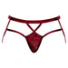 Burgundy strappy jockstrap with lace pouch and elastic waistband from Male Power Lucifer collection.