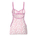 Sheer mesh daisy print dress with pink trim and adjustable straps from Magic Silk, size S/M.