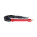 Ouch! Milan Collection flogger with red wrapped handle and black leather tails, accented with gold hardware ring.