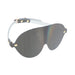 Sleek gray bonded leather blindfold with iridescent gold hardware and adjustable strap from Ouch! Paris Collection.