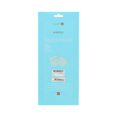 Ouch! Paris Collection Blindfold in blue packaging showing product details and barcode on the back.