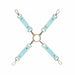 Ouch! Paris Collection light blue bonded leather 4-way hogtie connector with silver hardware clips and central ring
