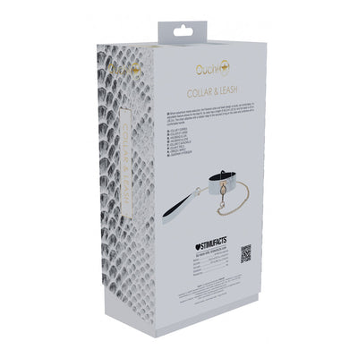 Ouch! Florence Collection Collar and Leash packaging with snake skin pattern and product image on white background