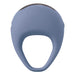 Blue silicone vibrating c-ring with smooth ergonomic design and integrated controls on the side.
