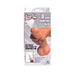 Packaging of an 8 inch realistic dual density squirting dildo with hand holding the product and product features listed.