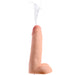 8 inch realistic dual density dildo with squirting feature and lifelike texture on white background.