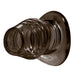 Black semi-rigid hollow tunnel anal plug with ribbed texture and flared base for secure fit and comfort.