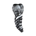 Black and white swirl patterned silicone hybrid pleasure toy with ribbed, curved design.