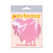 Pastease baby pink faux latex nipple pasties in melting heart shapes on branded packaging.