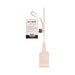 Light peach faux leather riding crop with looped tip and wrist strap, 12 inches long with attached product tag.