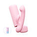 Pink VUSH Glow Rabbit Vibrator with dual stimulation design and matching pink storage case on white background.