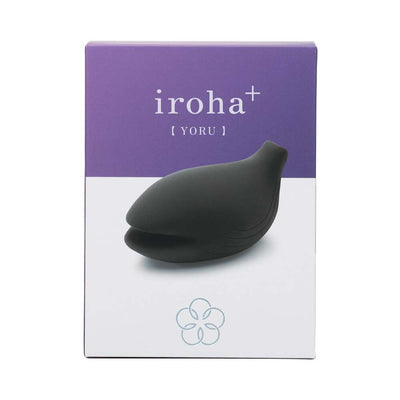 Packaging of iroha+ YORU Renewal with a sleek black silicone device on a purple and white background.