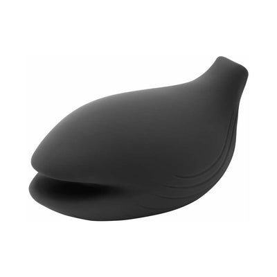 Sleek black silicone iroha+ YORU Renewal personal massager with a smooth, curved design and open, flexible tip.