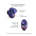 Compact purple silicone finger stimulator with tapping technology, 10 modes, travel size, and easy on/off buttons.