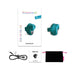 Love To Love Kisscool tiny teal stimulator with USB charging cable, user manual, and black storage pouch on white background