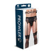 Packaging of Prowler Lace Garter Set in black large size featuring lace garter belt and stockings.