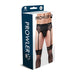 Packaging of Prowler Lace Garter Set in black, size XXL, featuring lace garter belt and stockings on model.