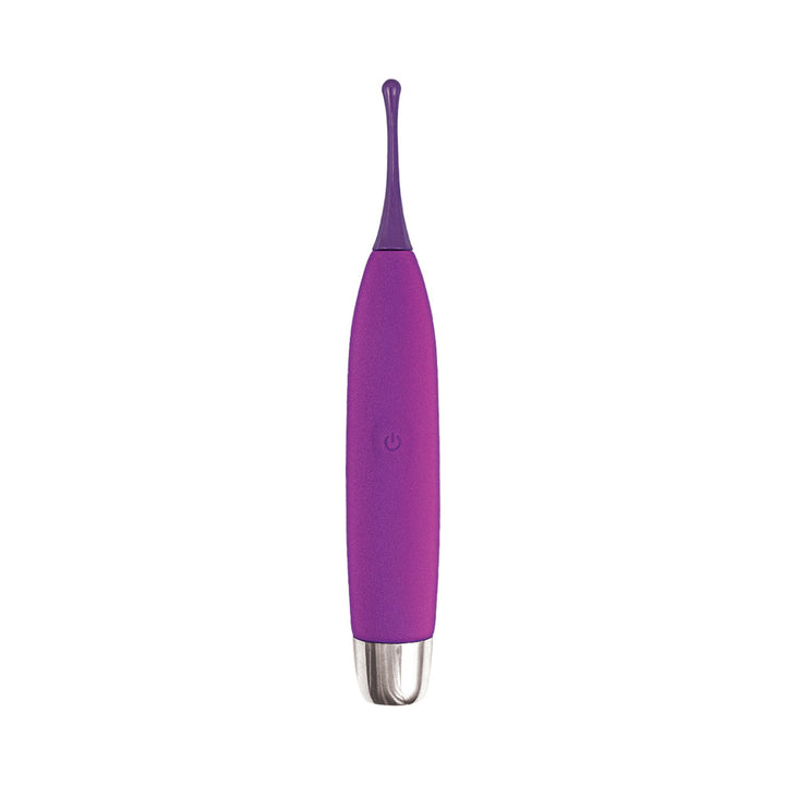 Purple Goddess On The Spot Massager with slim, flexible tip and silver base, designed for targeted stimulation.