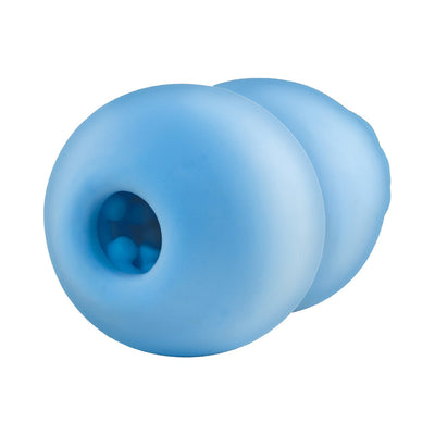 Blue Delite Heated Rose Masturbator with soft, stretchy material and textured interior for enhanced sensation.