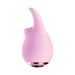 Pink silicone bunny-shaped tickler with a curved ear and a jeweled base detail