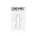 Clone-A-Willy Plus Balls kit packaging with simple line art of a penis and testicles on a white background.
