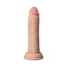 Realistic flesh-toned vibrating model with suction cup base, 6.5 inches long, detailed texture, and smooth tip.