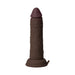 Realistic dark brown vibrating model with suction cup base and control buttons on the shaft, 6.5 inches long.
