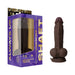 7.5-inch mahogany vibrating realistic silicone model with suction cup and packaging box on white background