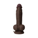 Mahogany-colored realistic vibrating model with suction cup base and detailed texture.