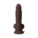 Realistic mahogany-colored vibrating model A with suction cup base and textured details.
