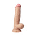 Realistic 8.5-inch vibrating silicone model with suction cup base and lifelike texture in natural skin tone.