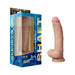 Realistic 9.5-inch vibrating silicone model C with suction cup, shown in packaging and standalone.
