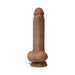Realistic 9.5-inch vibrating silicone model with suction cup base in oak color.
