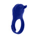 Blue adjustable silicone vibrating ring with flexible tickling points and belt-style strap.