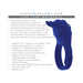 Blue adjustable silicone vibrating ring with flexible tickling points and multiple speed settings shown with product details.