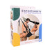 Packaging of Sportsheets Pivot Deluxe Door Jam Sex Sling featuring a couple demonstrating the adjustable black sling in a modern room setting.