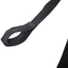 Close-up of black adjustable nylon strap with stitched loop detail for secure attachment.