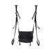 Black Sportsheets Pivot Deluxe Door Jam Sling with adjustable straps and padded seat for comfort and support.