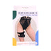 Packaging of Sportsheets Pivot Forced-O Strap showing a model wearing the black thigh strap with a wand vibrator attachment.
