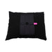 Black Sportsheets Pivot Pillow Protector with central strap and pink tab on a black pillow background.