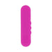 Compact pink silicone bullet vibrator with three side buttons and floral logo by Sportsheets